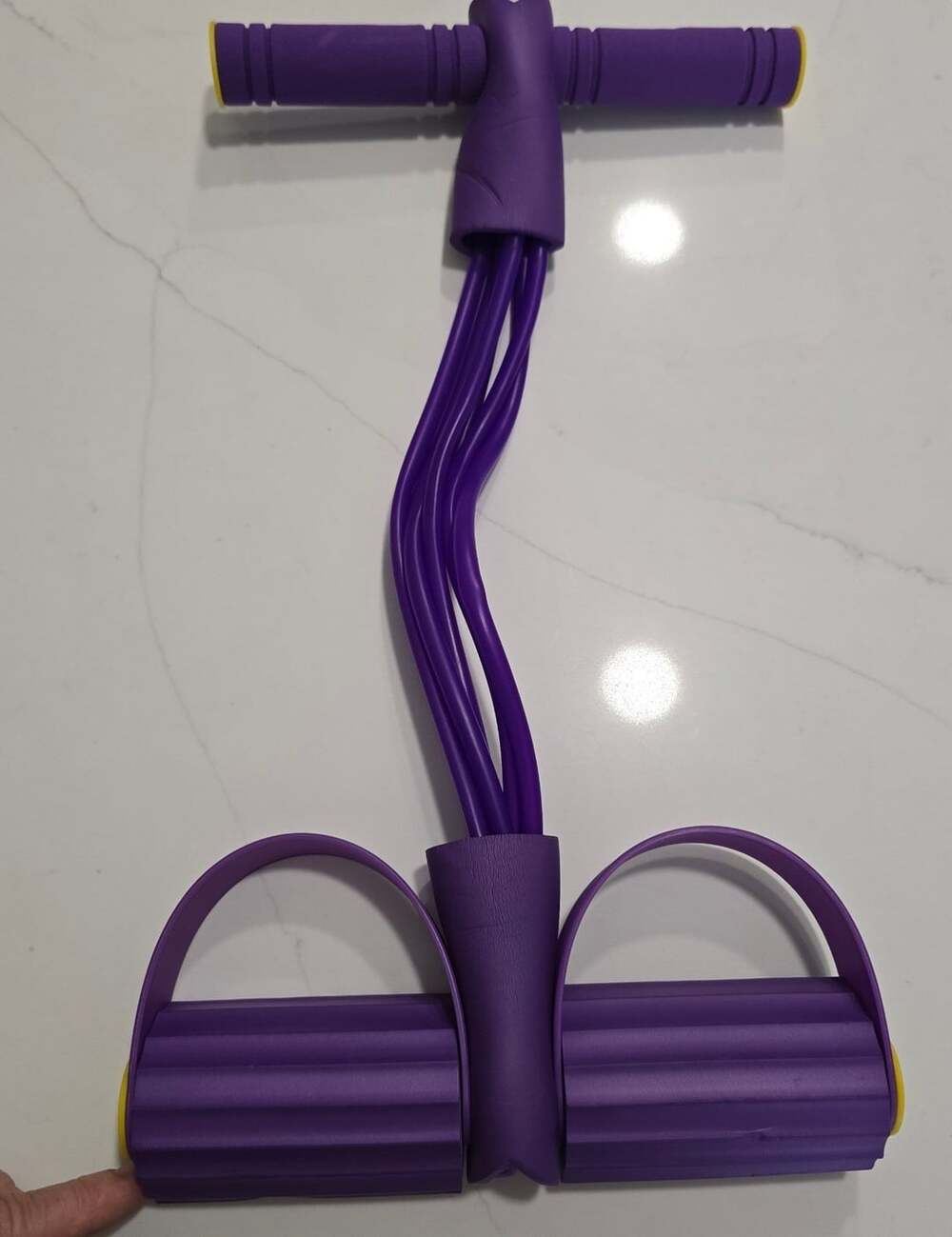 Purple Multi-Function Resistance Band with Handles and Foot Pedal